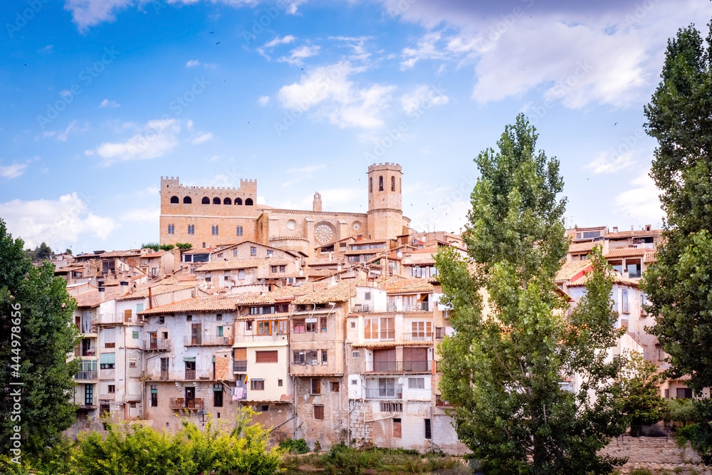 Valderrobres, Spain - July 7, 2021: View from outside the Aragonese town of Valderrobres.