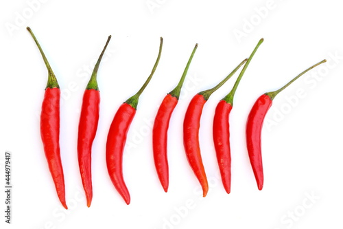 Closeup Red hot chilli peppers isolated on white background