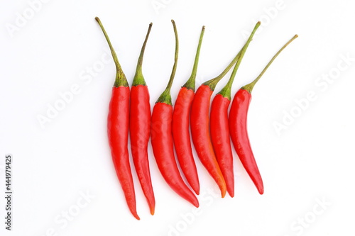 Closeup Red hot chilli peppers isolated on white background