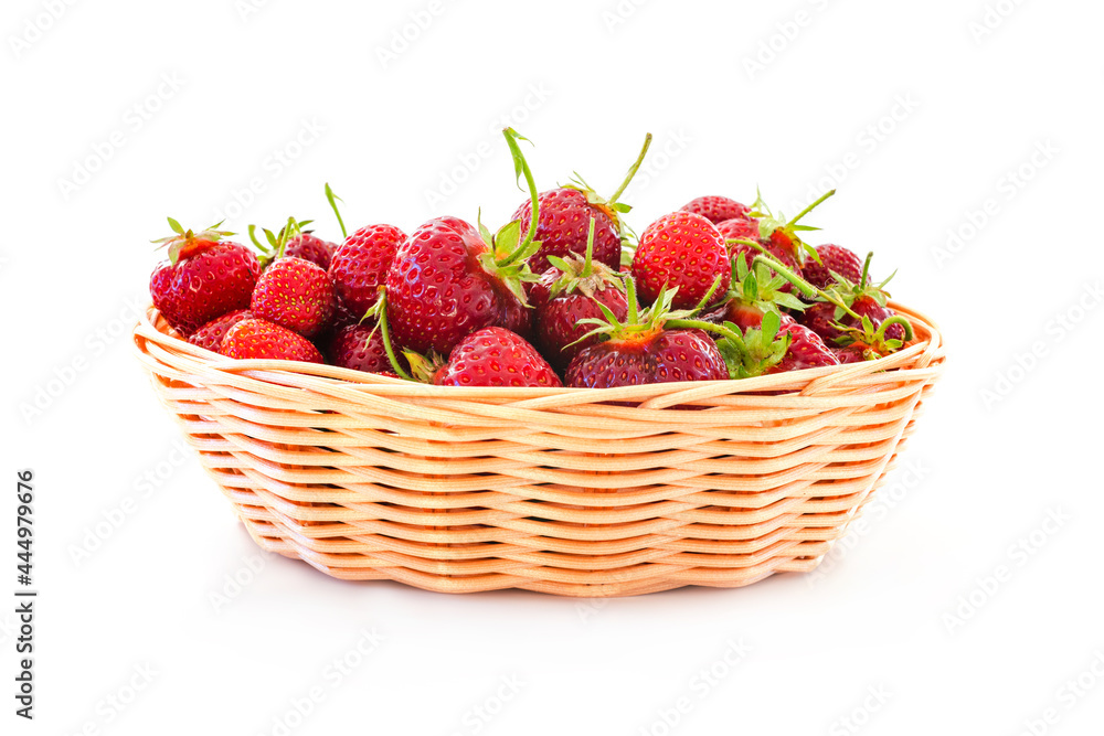 Strawberries with strawberry leaf on white background. Strawberries with strawberry leaf on white background.