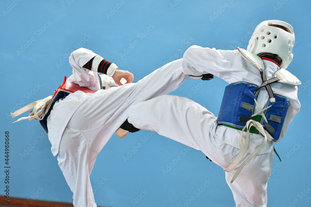 Boy compete in taekwondo - Korean martial arts