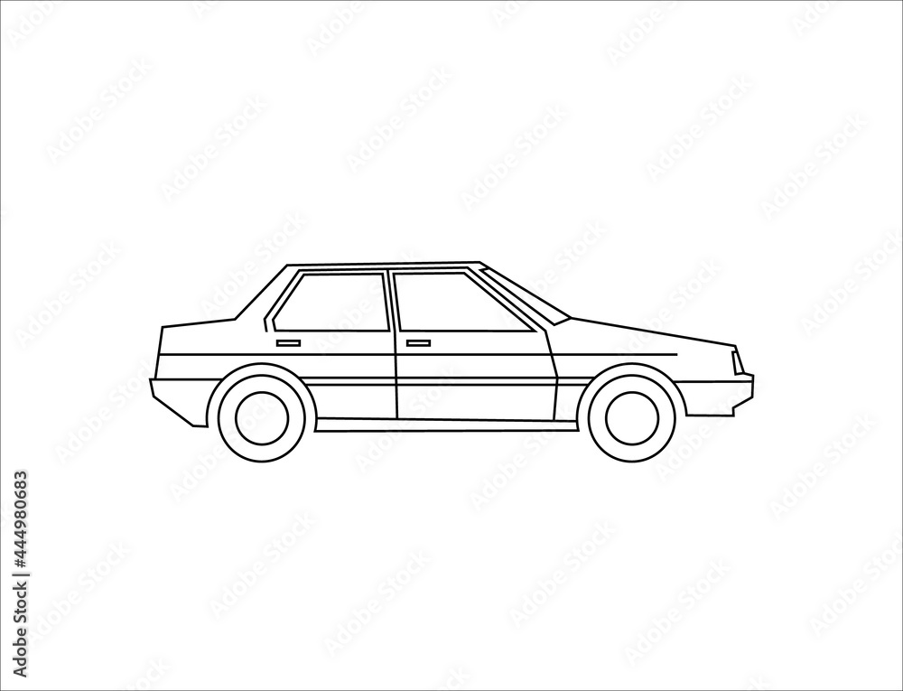 Car icon in thin line style  side view