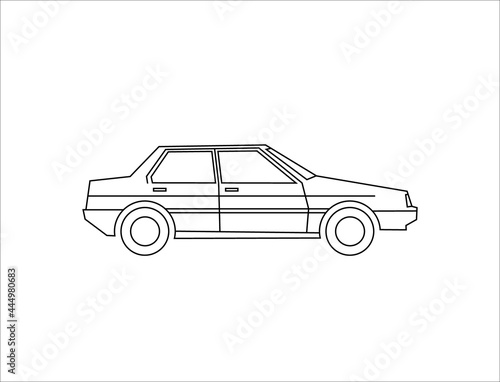 Car icon in thin line style  side view