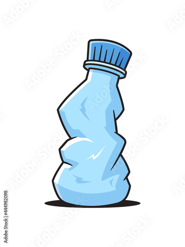 Crushed Plastic Bottle vector illustration isolated on white