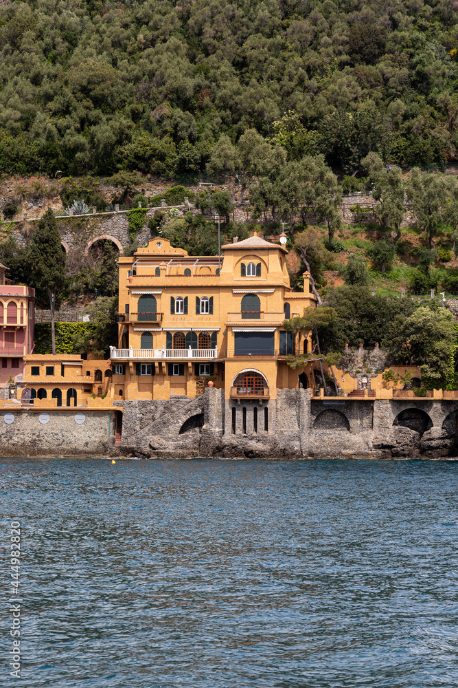 Fototapeta premium View to Portofino from the sea with view to the bay