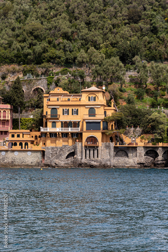 View to Portofino from the sea with view to the bay