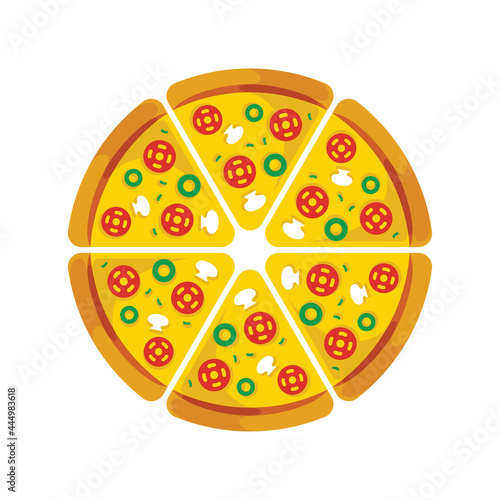 Full pizza illustration flat design style symbol logo vector