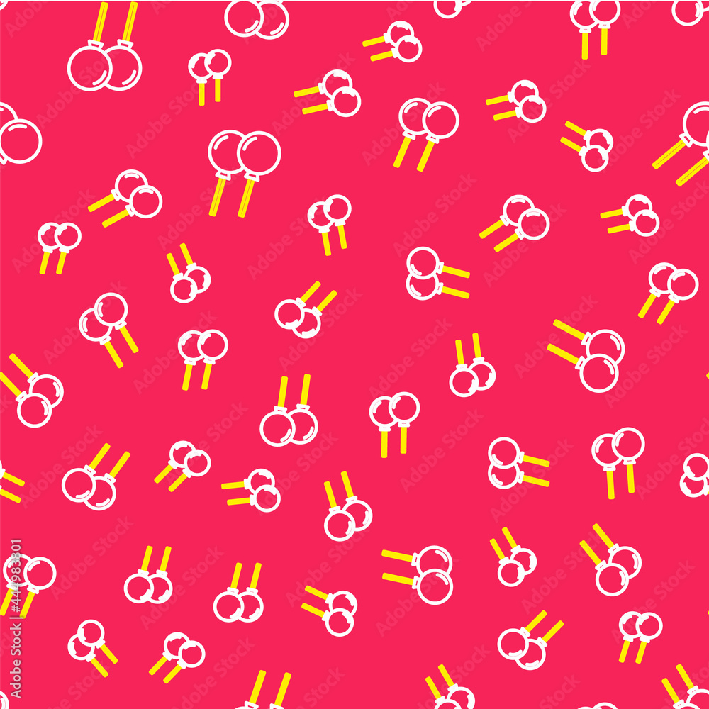Line Balloons with ribbon icon isolated seamless pattern on red background. Vector Line Balloons with ribbon icon isolated seamless pattern on red background. Vector