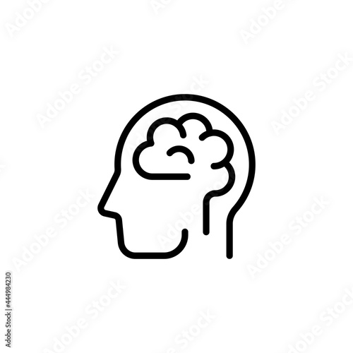 Human brain icon in line style. Editable stroke