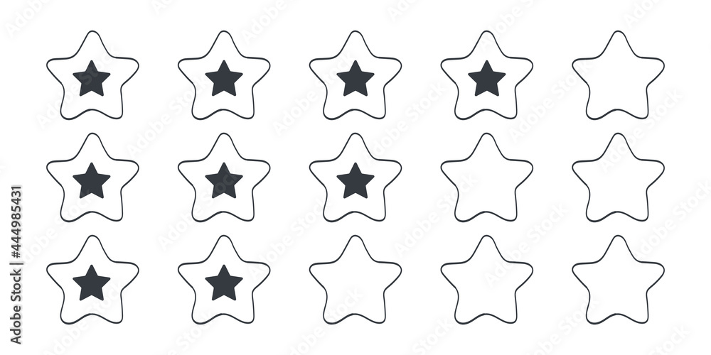 Quality rating signs. Stars icons. Drawn icons of stars. Vector illustration Quality rating signs. Stars icons. Drawn icons of stars. Vector illustration