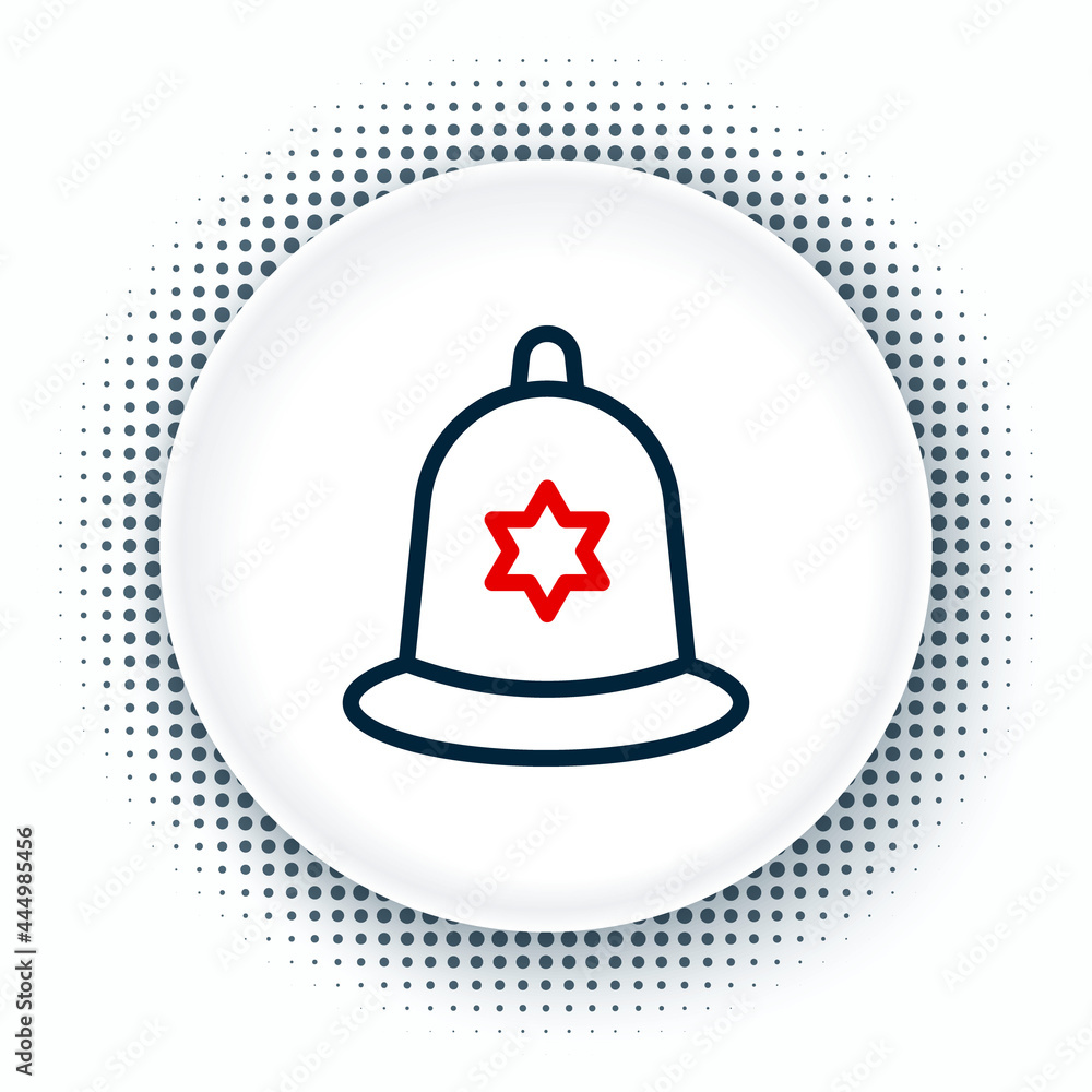 Line British police helmet icon isolated on white background. Colorful outline concept. Vector Line British police helmet icon isolated on white background. Colorful outline concept. Vector