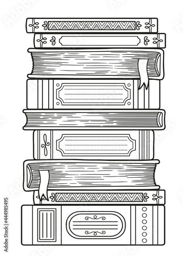 Vector coloring book page. World Book Day. Detailed doodle coloring page for adults