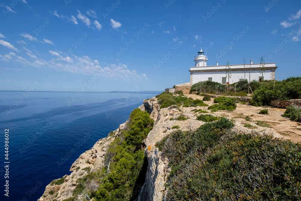 Cap Blanc lighthouse, Llucmajor, Mallorca, Balearic Islands, Spain