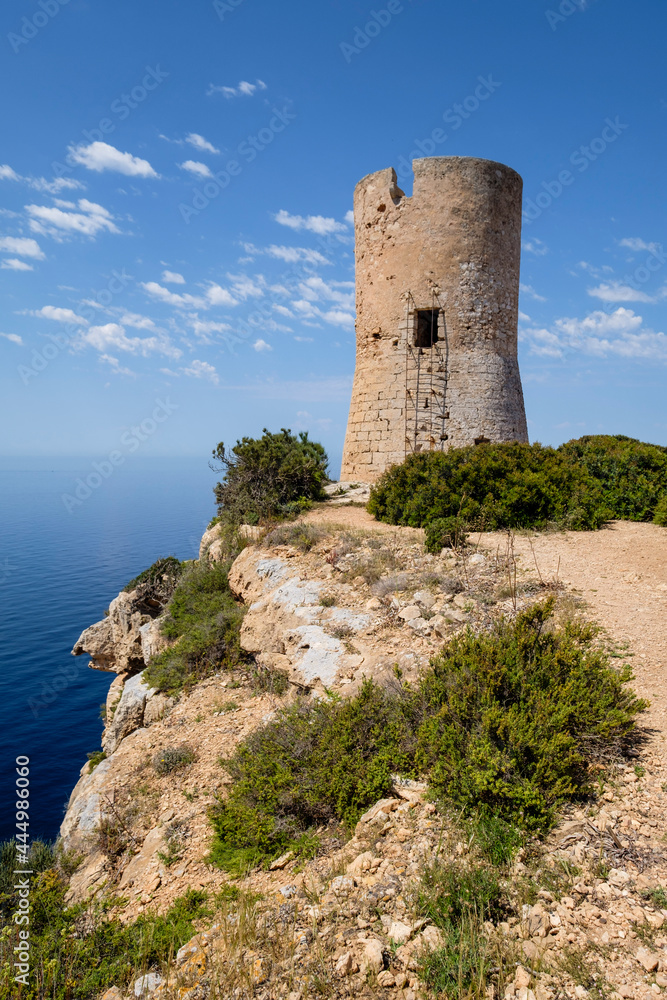 Cap Blanc tower built in 1579, llucmajor, Mallorca, Balearic Islands, Spain