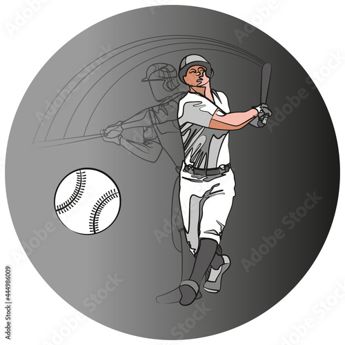 Ballplayer on grey background in action.