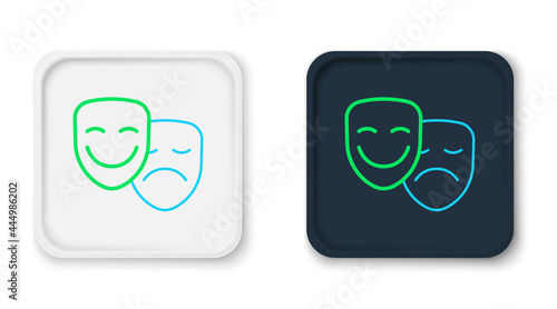Line Comedy and tragedy theatrical masks icon isolated on white background. Colorful outline concept. Vector
