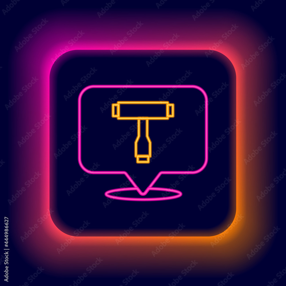 Glowing neon line Multi-Function All-In-One portable skate tool T-tool for skateboard, longboard, electric skateboard icon isolated on black background. Colorful outline concept. Vector Glowing neon line Multi-Function All-In-One portable skate tool T-tool for skateboard, longboard, electric skateboard icon isolated on black background. Colorful outline concept. Vector