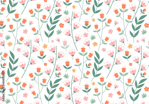 Hand drawn abstract floral pattern background. Vector.