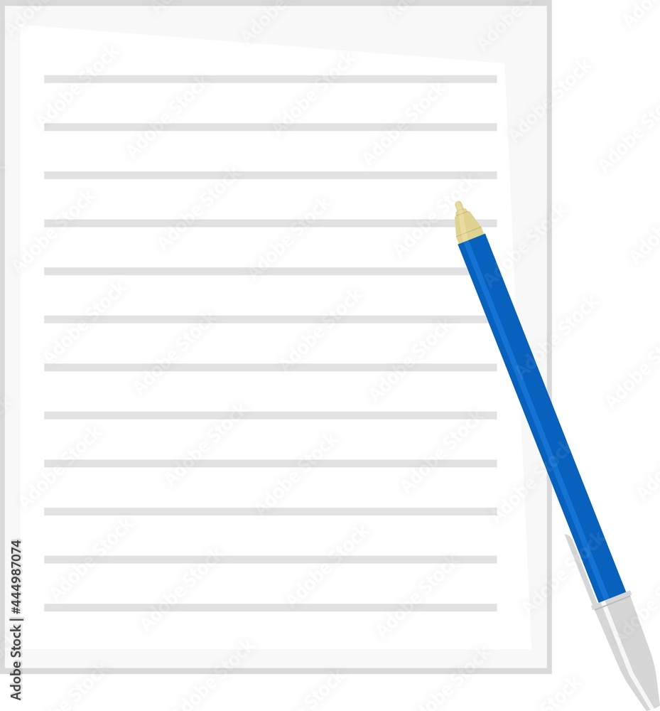 Vector illustration of a sheet of paper and a pen Vector illustration of a sheet of paper and a pen