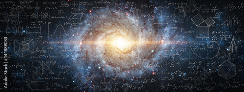 Panel kuchenny z motywem Mathematical and physical formulas against the background of a galaxy in universe. Space Background on the theme of science and education. Elements of this image furnished by NASA.