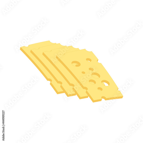 Rectangular pieces of cheese on a white background.