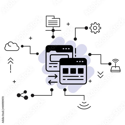 Server Redirect or Moved permanently Vector Glyph Icon Design, Cloud computing and Internet hosting services Symbol on White background, URL Forwarding Concept, 
