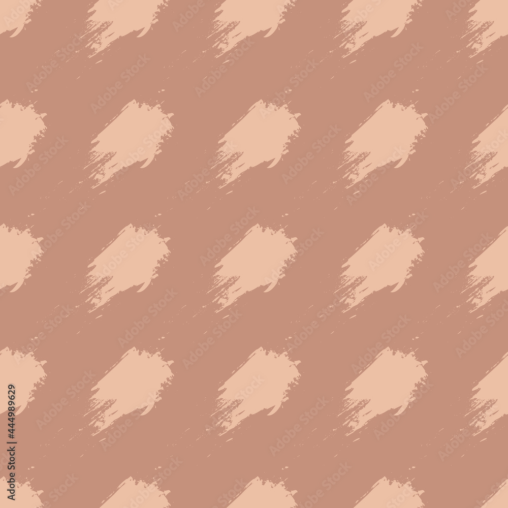 Obraz premium copper brown and beige hand drawn brush stroke blots seamless pattern. vector background for bed linen fabric, wrapping paper, scrapbooking