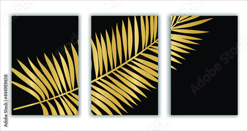 Vector Image Illustration of a frame with golden coconut leaf decoration © sure