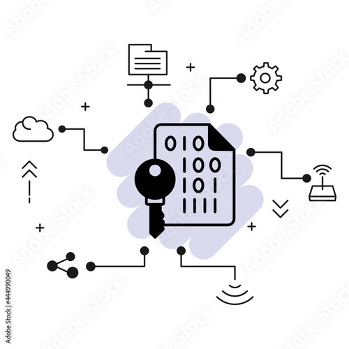 Public and Private API key encryption Concept, Secure Hash Algorithm Vector Icon Design, Cloud computing and Web Hosting services Symbol, RSA  stock illustration