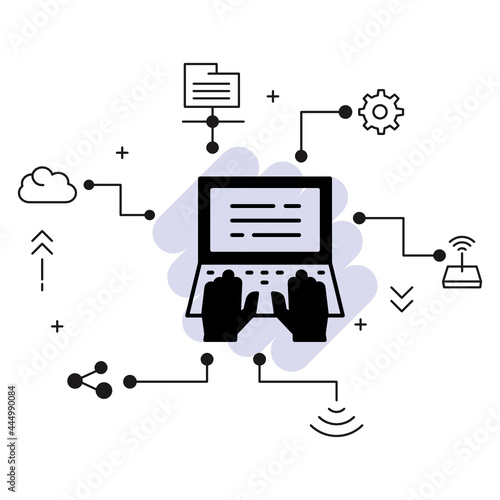 Typing Speed Test Vector Glyph Icon Design, Cloud computing and Internet hosting services Symbol on White background, Tech Support forum concept,