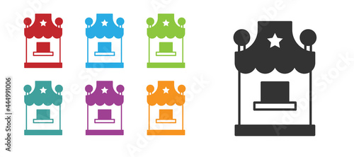 Black Ticket box office icon isolated on white background. Ticket booth for the sale of tickets for attractions and sports. Set icons colorful. Vector