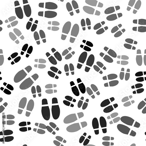 Black Footsteps icon isolated seamless pattern on white background. Detective is investigating. To follow in the footsteps. Vector