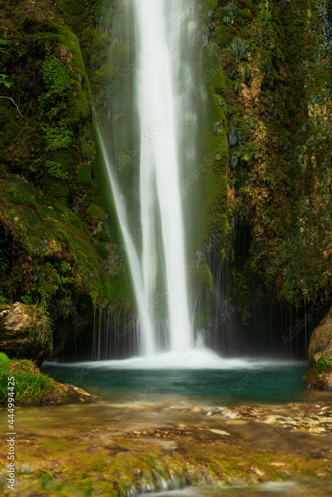 waterfall in the forest. Vadu Crisului waterfall, Bihor, Romania