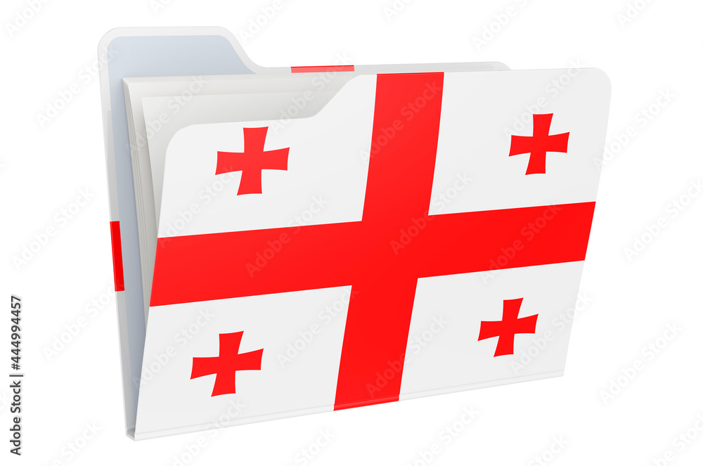 Computer folder icon with Georgian flag. 3D rendering