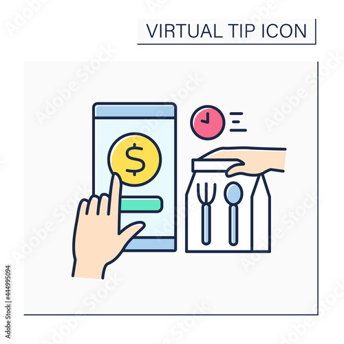Delivery color icon. Donations for fast and safe order delivery. Online tips. Virtual tips concept. Isolated vector illustration