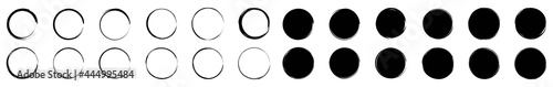 Hand drawn circle brush strokes, Brush circular smears,  paint brush circle frame logo, vector illustration