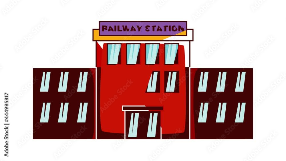 Railway station icon animation cartoon best object isolated on white background Railway station icon animation cartoon best object isolated on white background