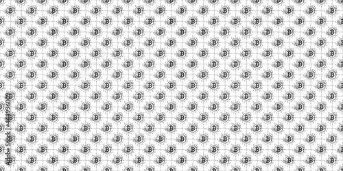 Cryptocurrency seamless pattern, Bitcoin circuit line on white background. 
