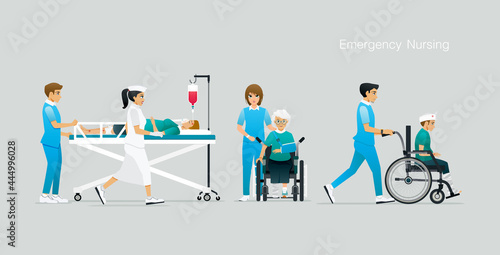 Nurses are caring and expediting treatment for accident victims.