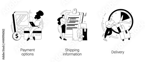 E-commerce website order processing abstract concept vector illustrations.