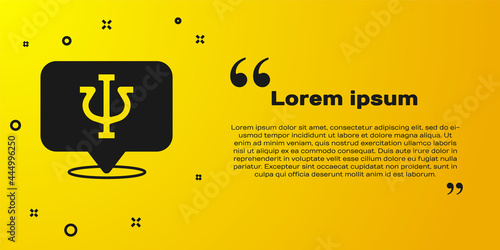 Black Psychology icon isolated on yellow background. Psi symbol. Mental health concept, psychoanalysis analysis and psychotherapy. Vector