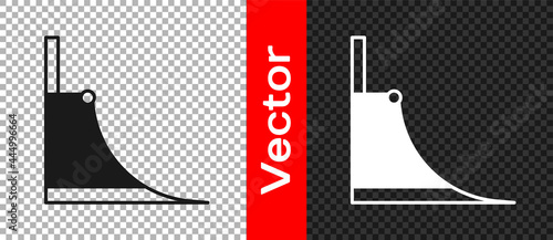 Black Skate park icon isolated on transparent background. Set of ramp, roller, stairs for a skatepark. Extreme sport. Vector
