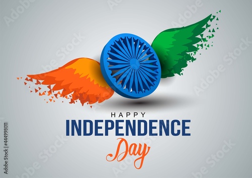 happy independence day India. 3d Ashoka chakra with Indian flag. vector illustration design photo