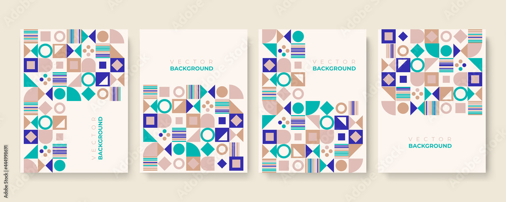 Trendy covers design. Minimal geometric shapes compositions. Applicable for brochures, posters, covers and banners