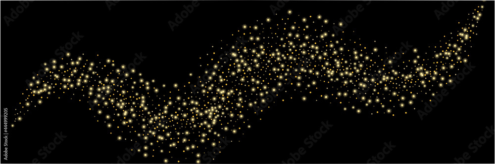 Gold glitter confetti on a black background. Shiny particles scattered, sand. Decorative element. Luxury background for your design, cards, invitations, vector Gold glitter confetti on a black background. Shiny particles scattered, sand. Decorative element. Luxury background for your design, cards, invitations, vector