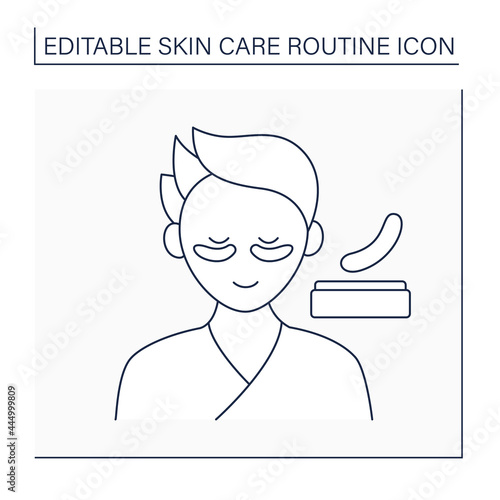 Cosmetology line icon. Eyes patches for puffiness and dark circles. Beauty procedure.Skin care routine concept. Isolated vector illustration. Editable stroke