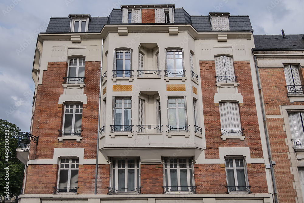 Fototapeta premium Architectural fragments of residential buildings in Orleans. Orleans is a city in north-central France, about 111 kilometers southwest of Paris.