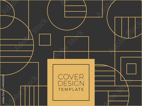 Abstract art deco background. Luxury minimal style wallpaper with golden line art, geometric shapes, Memphis concept, abstract texture. Vector background for cover, banner, poster, web and more