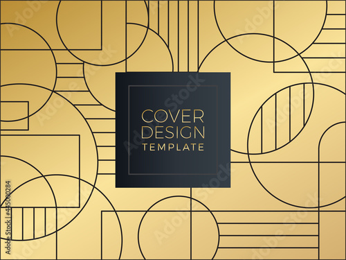 Seamless art deco geometric gold and black pattern. Mosaic black and gold background. Gold and Luxury Invitation card design vector. Abstract geometry frame and Art deco pattern background.