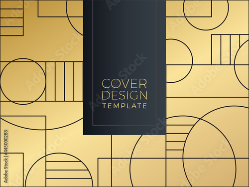 Seamless art deco geometric gold and black pattern. Mosaic black and gold background. Gold and Luxury Invitation card design vector. Abstract geometry frame and Art deco pattern background.
